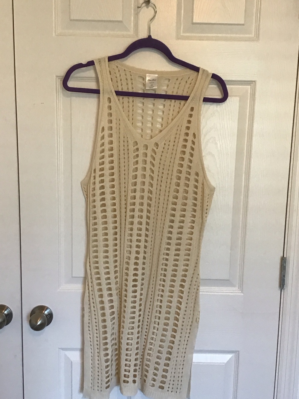 Cream Open-Knit Swim Cover-Up Dress